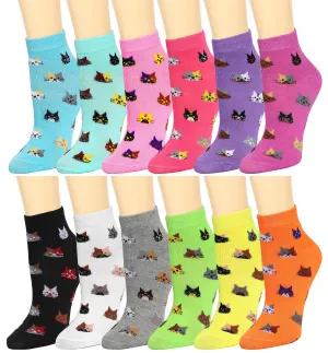 12-Pack Cat Women's Ankle Socks