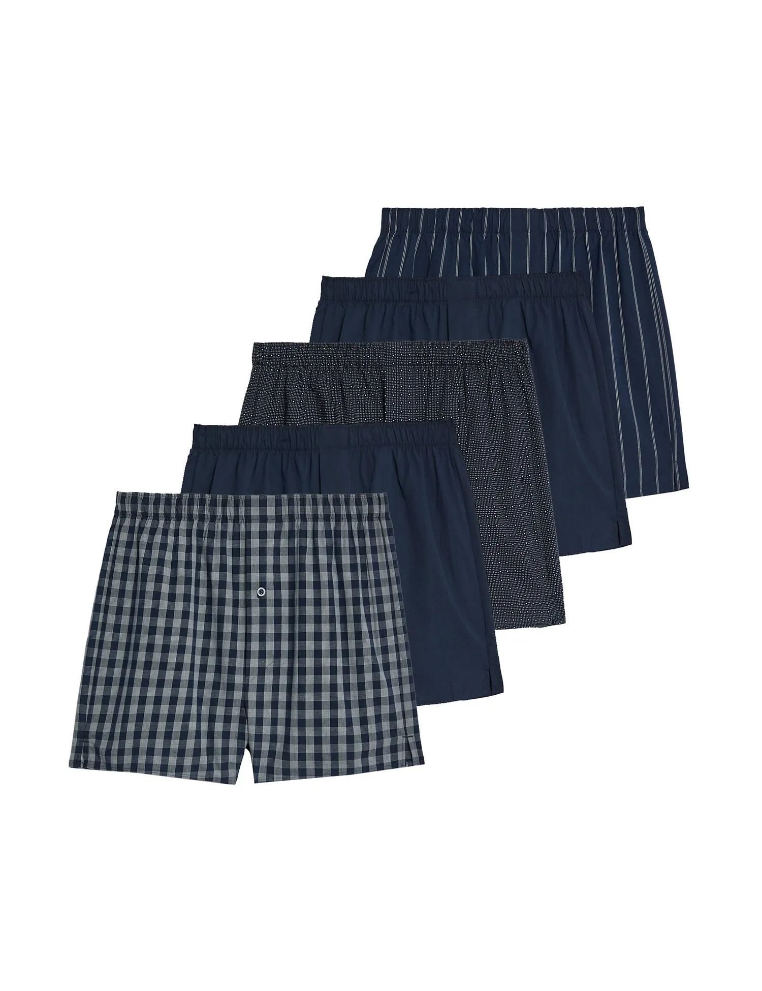 5pk Pure Cotton Assorted Woven Boxers