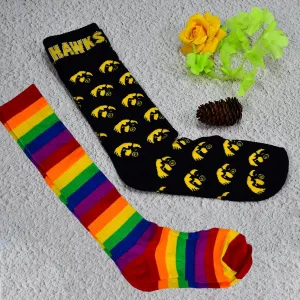 6366 1PAIR LONG PRINTED SOCKS MULTIPLE DESIGN SOCKS football socks.