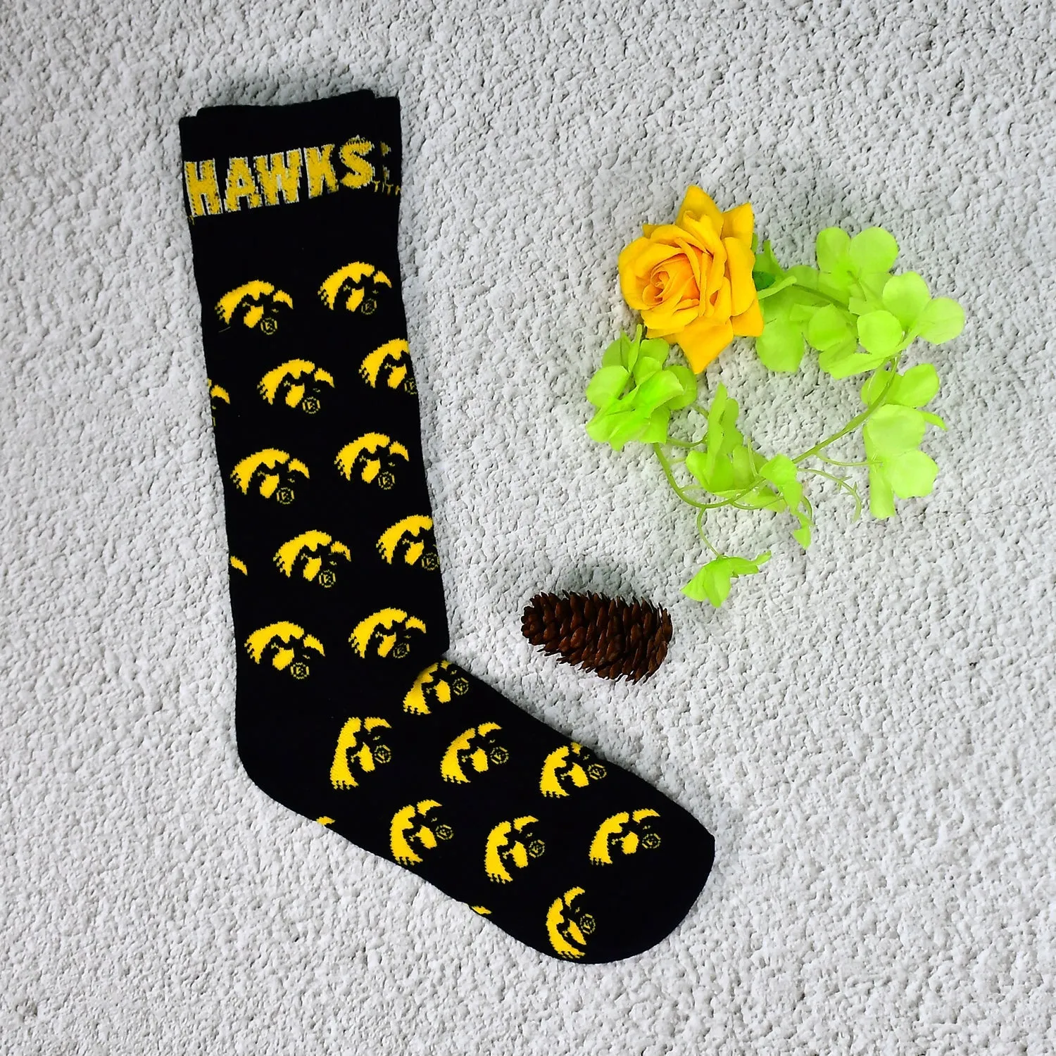 6366 1PAIR LONG PRINTED SOCKS MULTIPLE DESIGN SOCKS football socks.