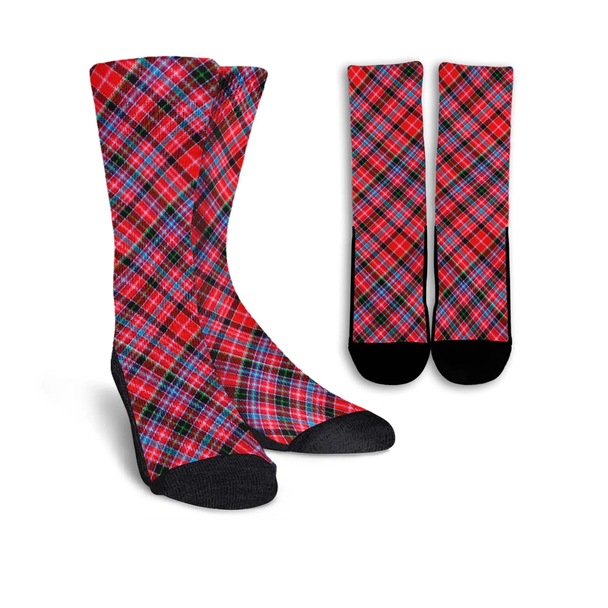 Aberdeen District Tartan Crew Socks Cross Tartan Style