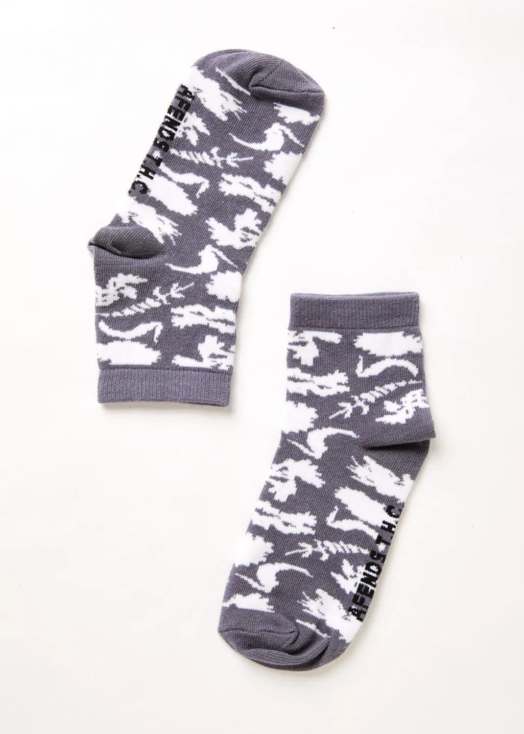 AFENDS Unisex Bayley - Floral Crew Socks - Steel