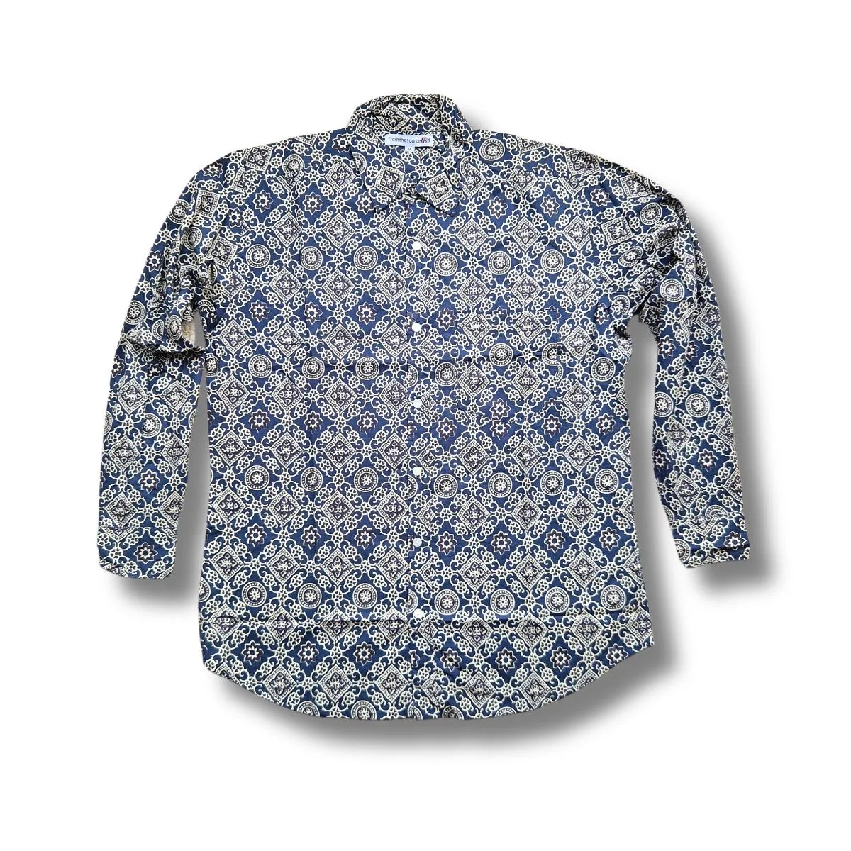 ajrak block print cotton men's shirt