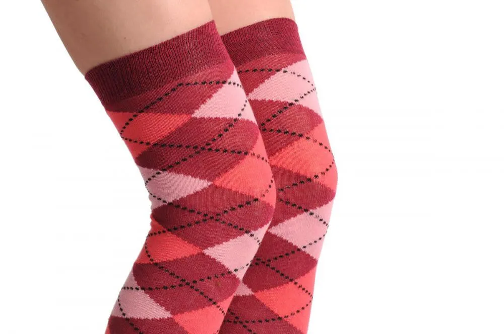 Argyle Light Pink Pink & Dark Red