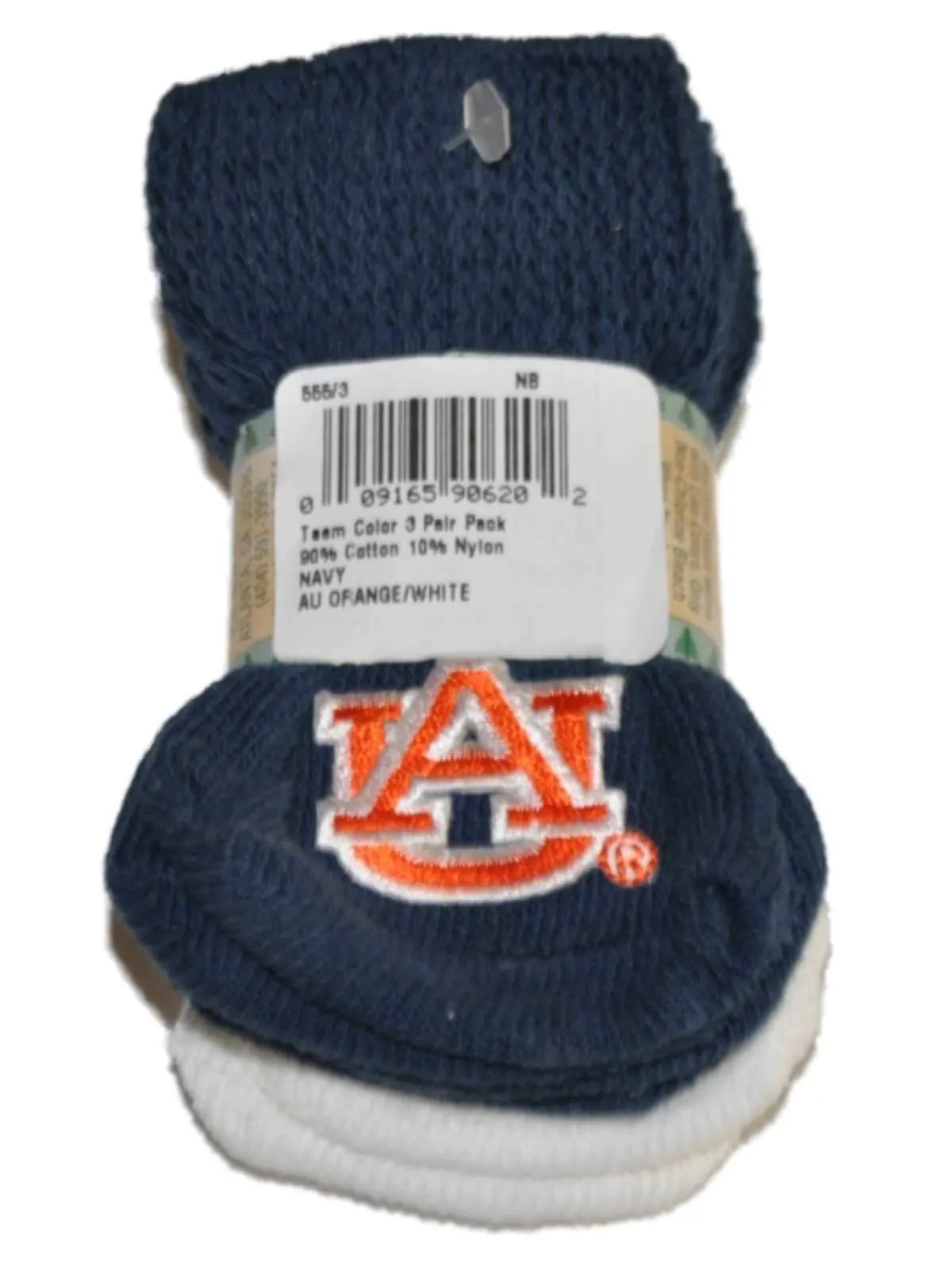 Auburn Tigers Two Feet Ahead Infant Baby Newborn 3 Pair Navy White Socks Pack