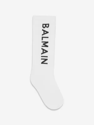 Balmain Boys Logo Socks in White