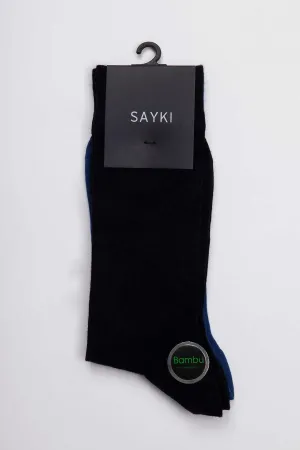 Basic Bamboo Black-Black Socks, Navy - Blue