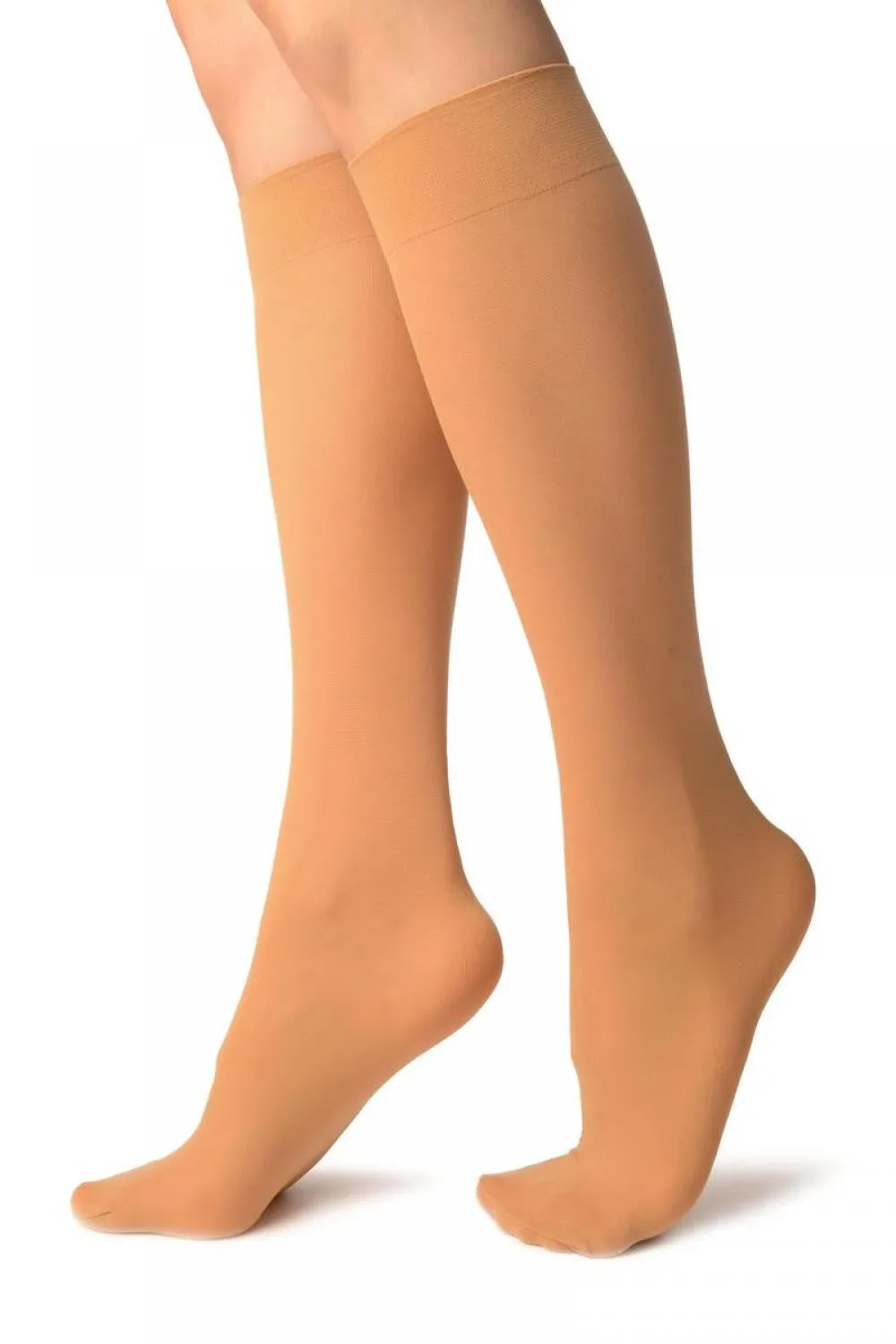 Beige Nude Plain Socks Knee High