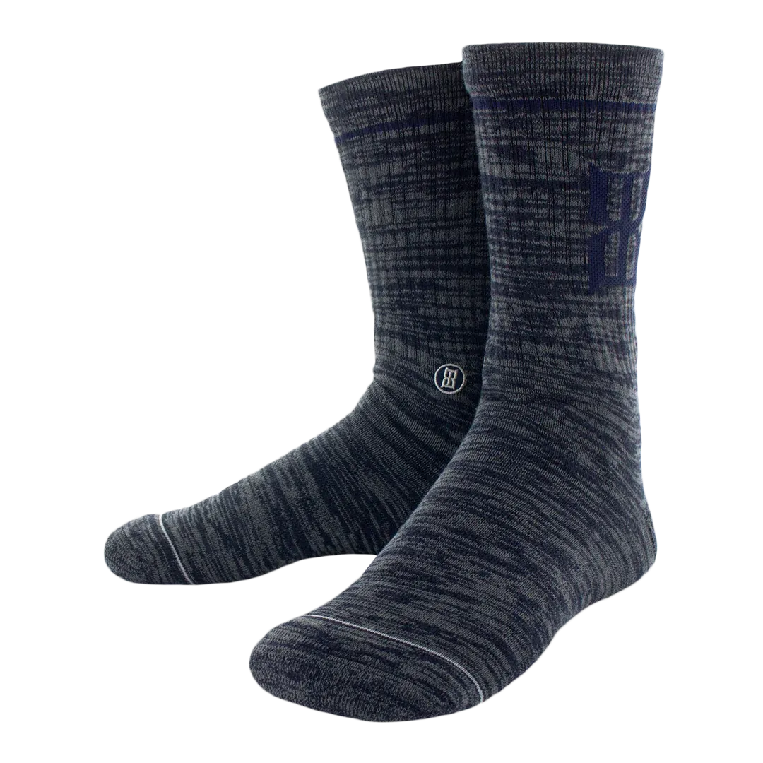 BEX Icon Marl Navy Crew Socks Size Large - AP0121MNL