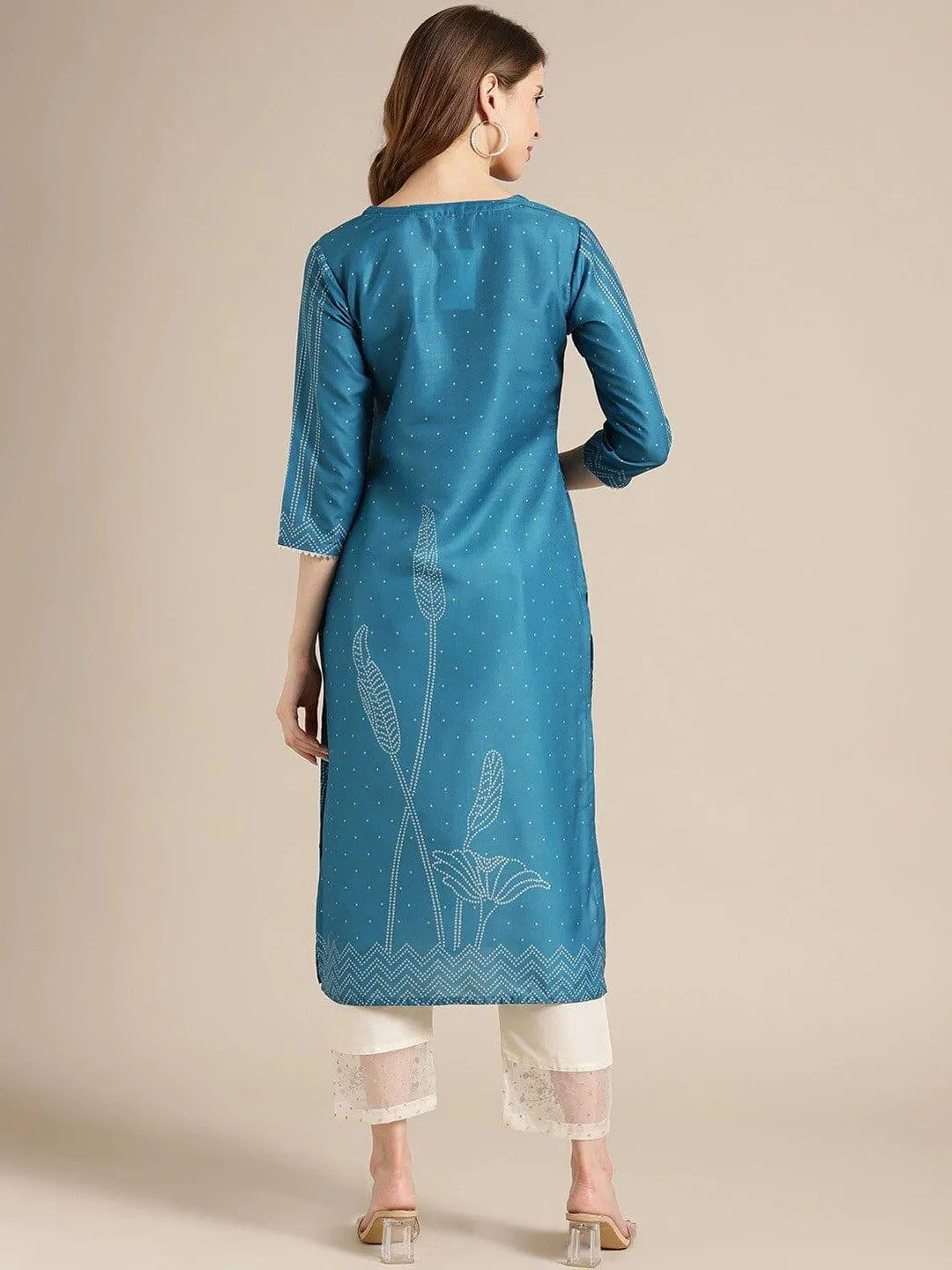 Blue Floral Printed Kurta