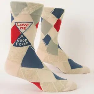 Blue Q Men's Crew Socks - Love Me A Good Poop