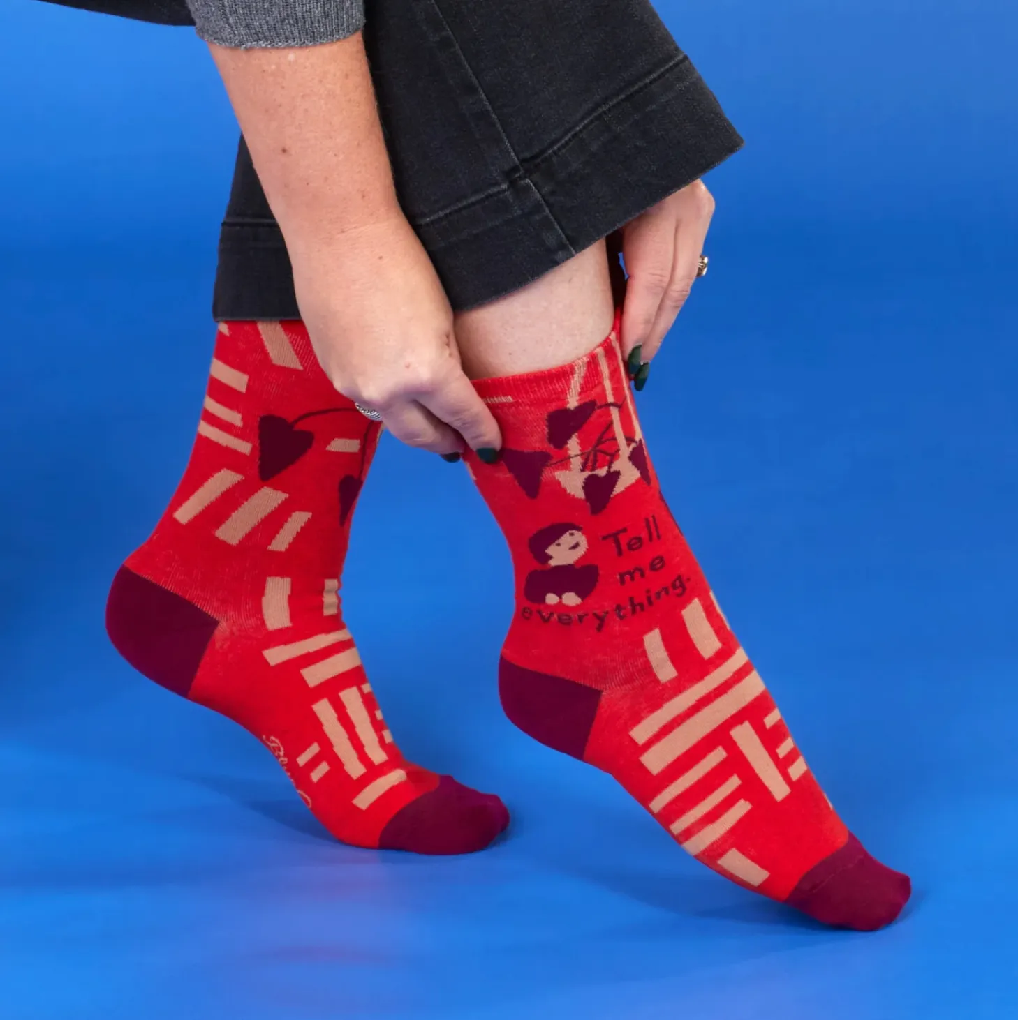 Blue Q Women's Crew Socks - Tell Me Everything