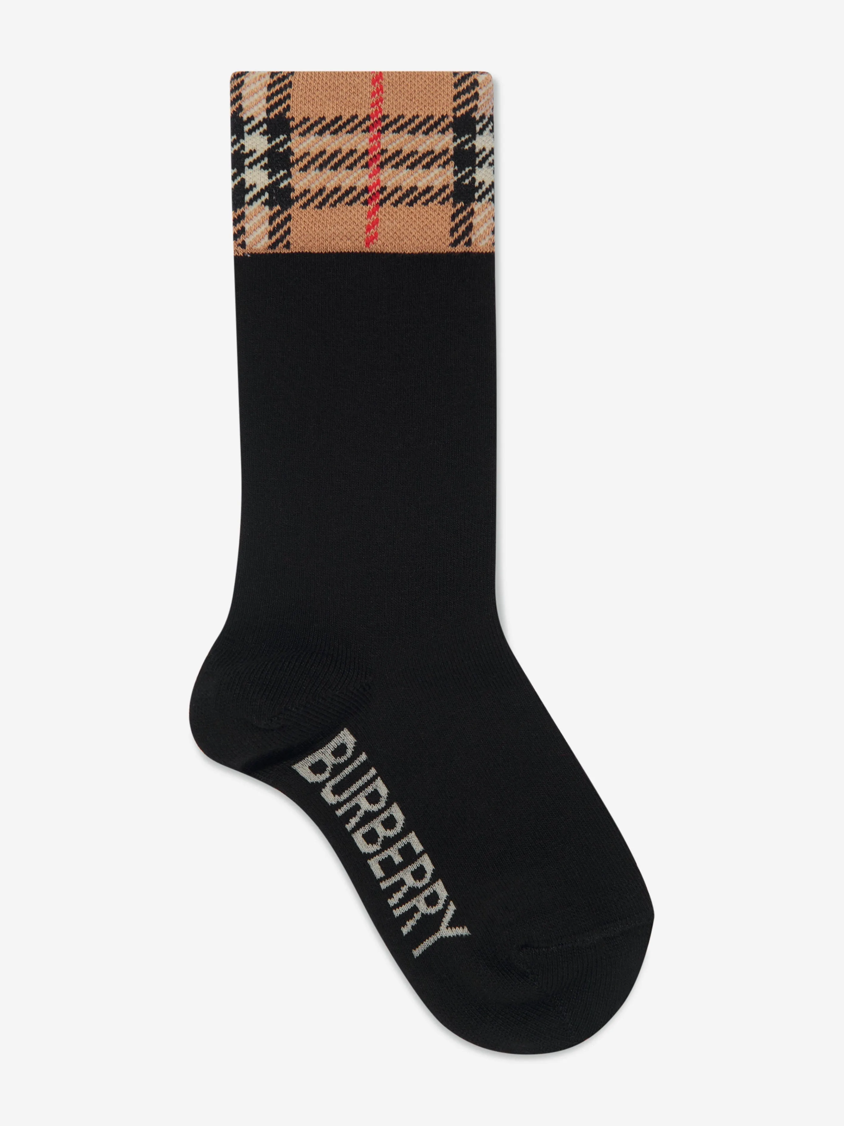 Burberry Kids Check Cuff Socks Set in Black