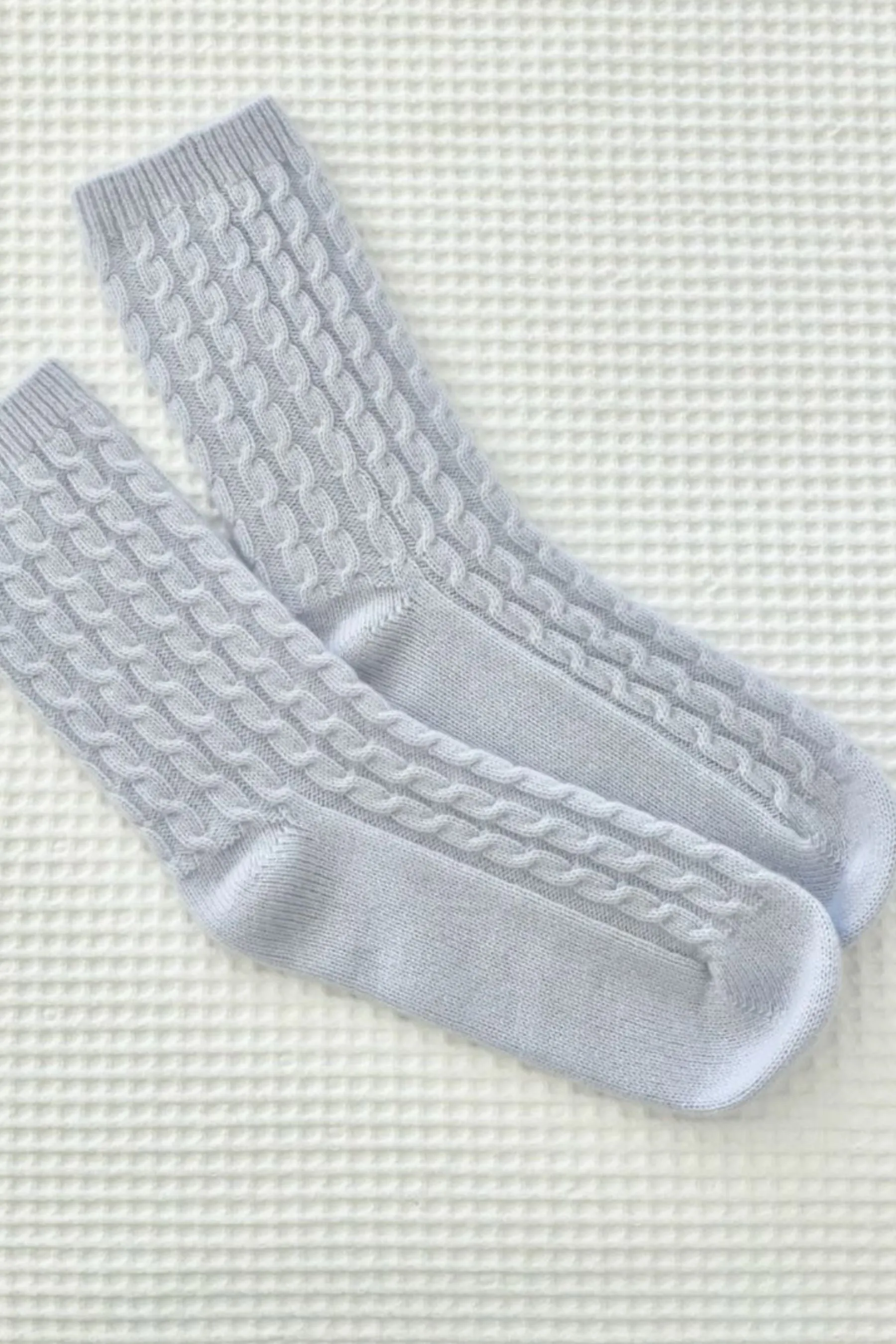 Cashmere Cable Knit Socks | Blue