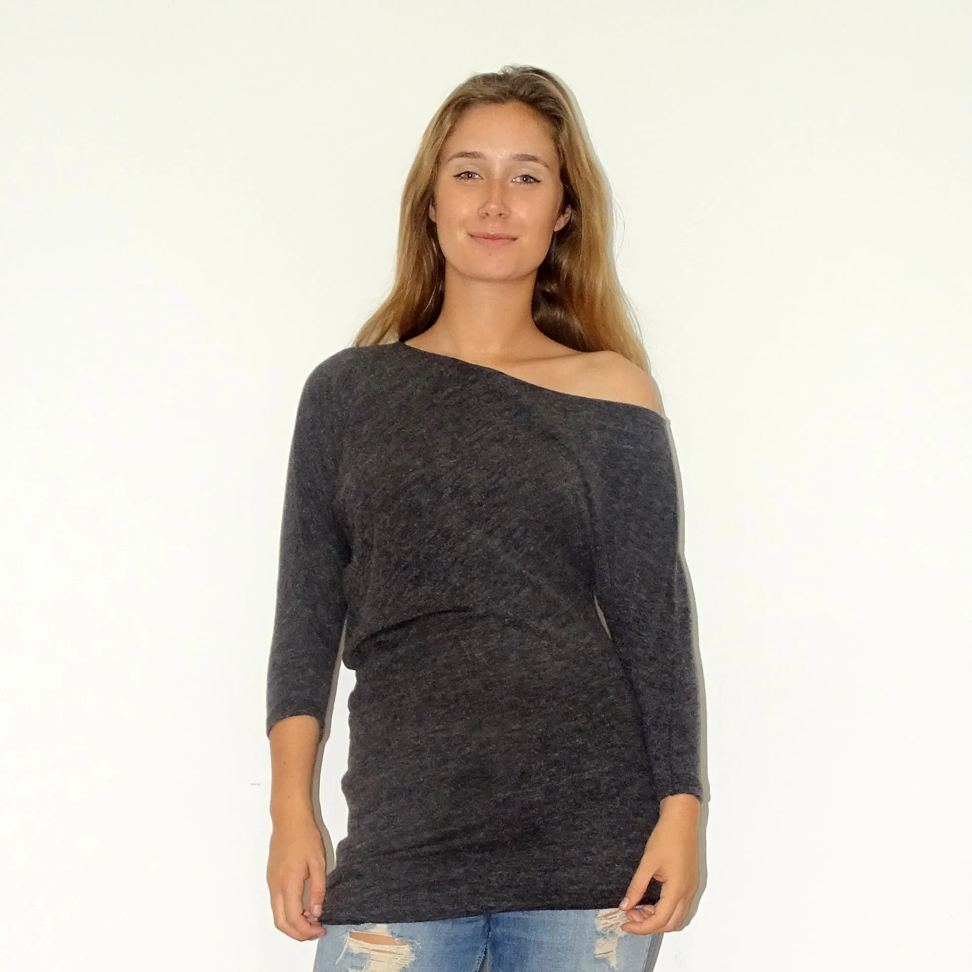 Charcoal Bat-wing Tunic