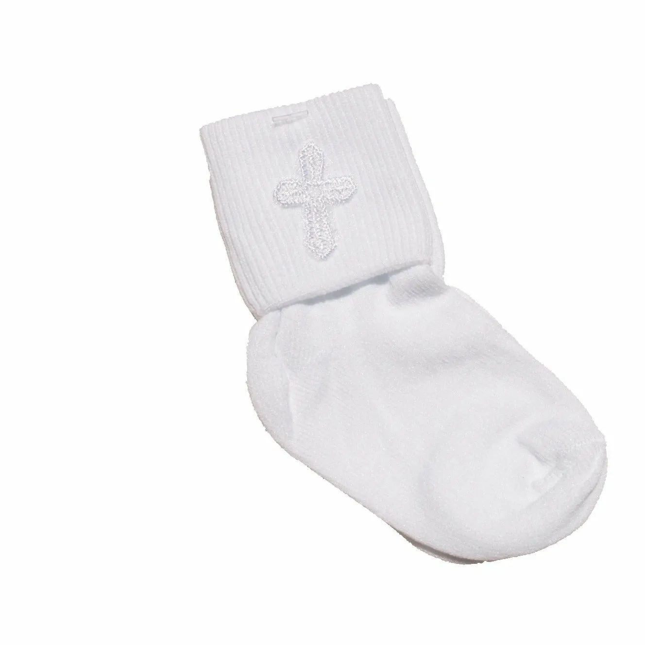 Christening Dedication Keepsake Gift Poetry Baby Boy Socks with Embroidered Cross Design (Size: Age 1-2)