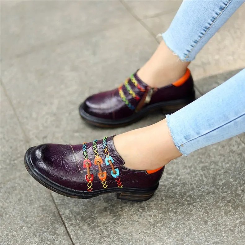 Colorful CrocLuxe Leather Round Toe Fashion Flats