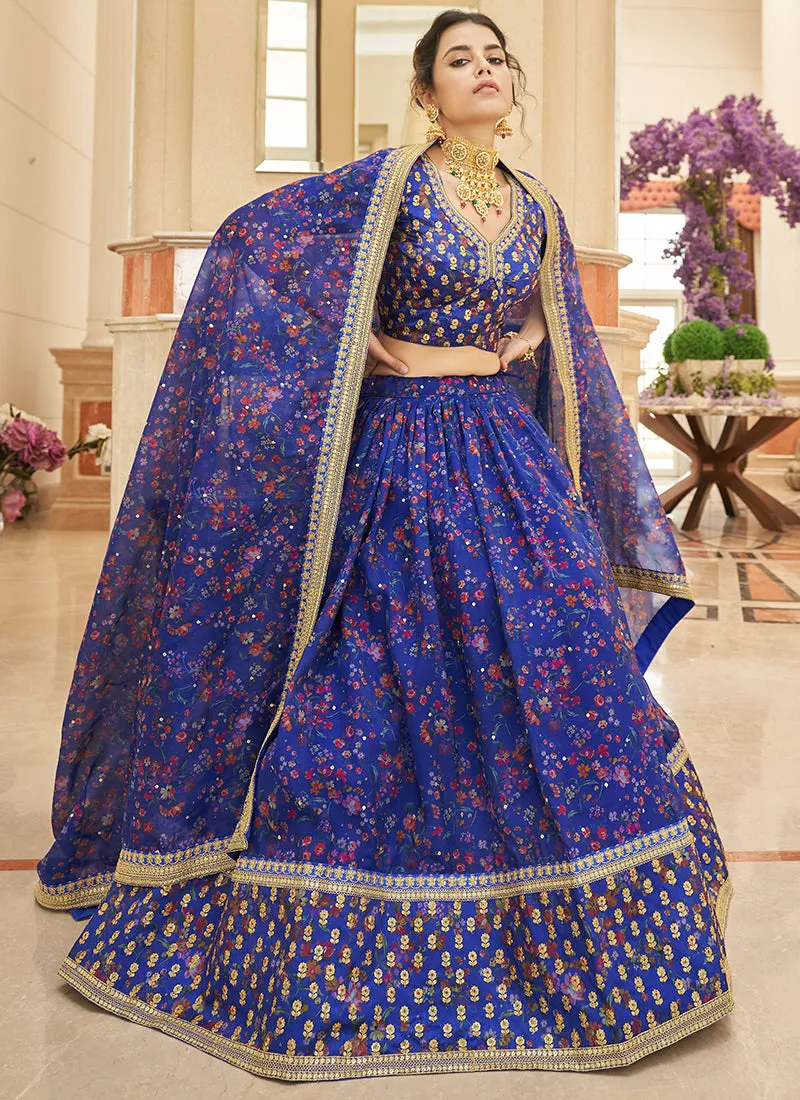 Dark Blue Embroidery Wedding Lehenga Choli