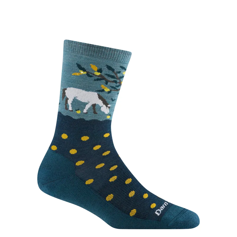 Darn Tough Women's Wild Life Crew Lightweight Lifestyle Sock in Dark Teal