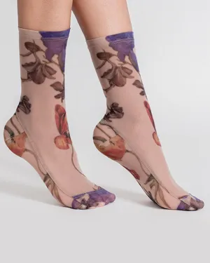 Darner Nude Floral Socks