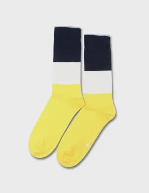 Democratique Block Party Socks - Yellow/White/Navy