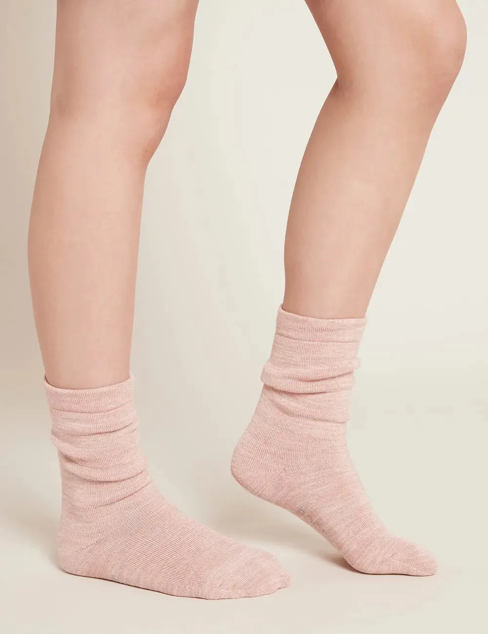 Dusty Pink Marl Chunky Organic Cotton Bed Socks