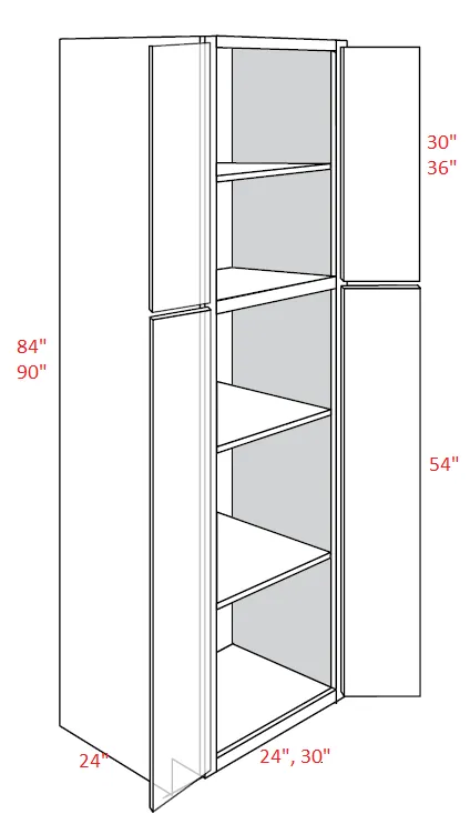 EB02-UC2424X90 Elegant Smokey Gray Assembled 24x90 Pantry Cabinet