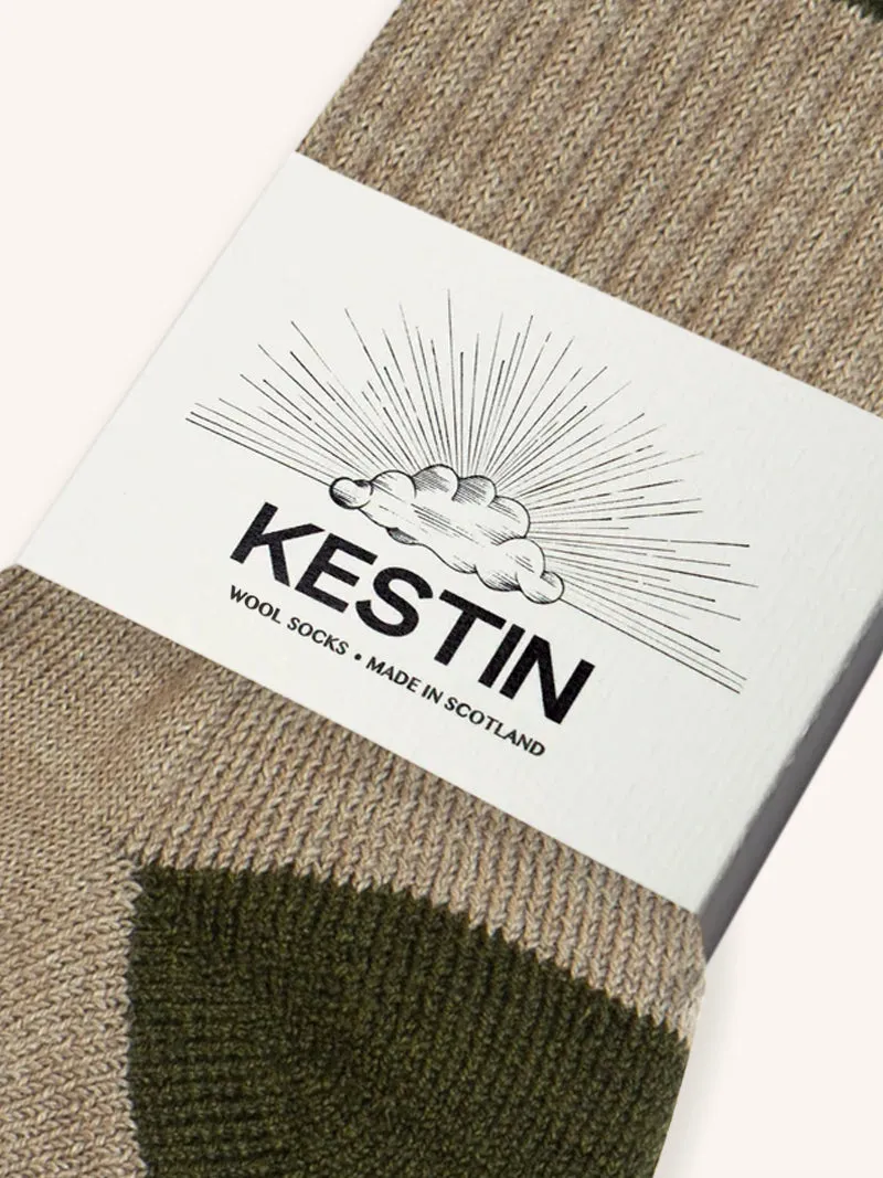 Elgin Wool Sock in Putty / Olive