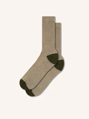 Elgin Wool Sock in Putty / Olive