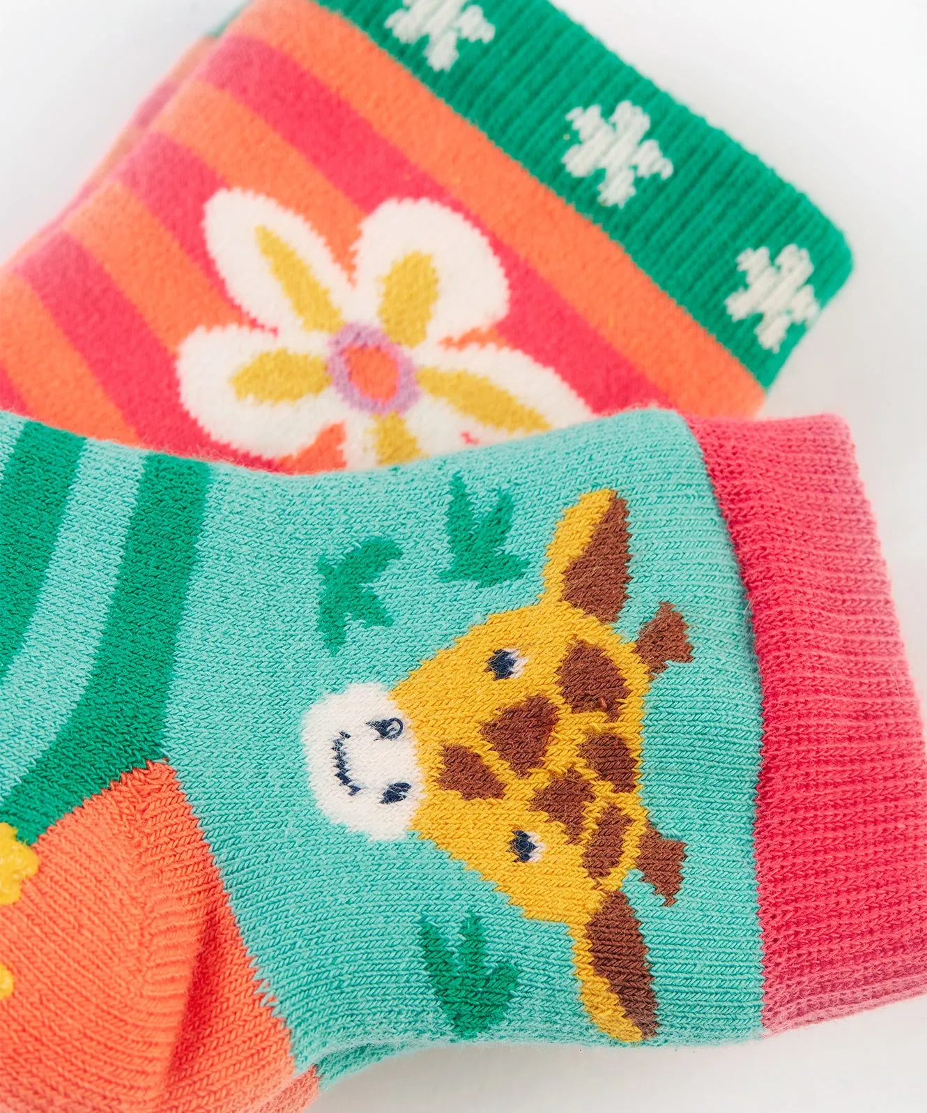 Frugi Grippy Socks 2 Pack - Giraffe