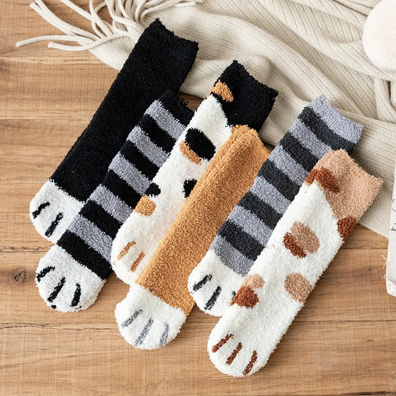 Furry Kitten Paw Socks