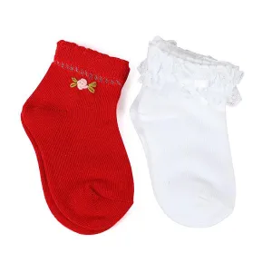 GIRLS RED AND WHITE 2 SOCKS SET