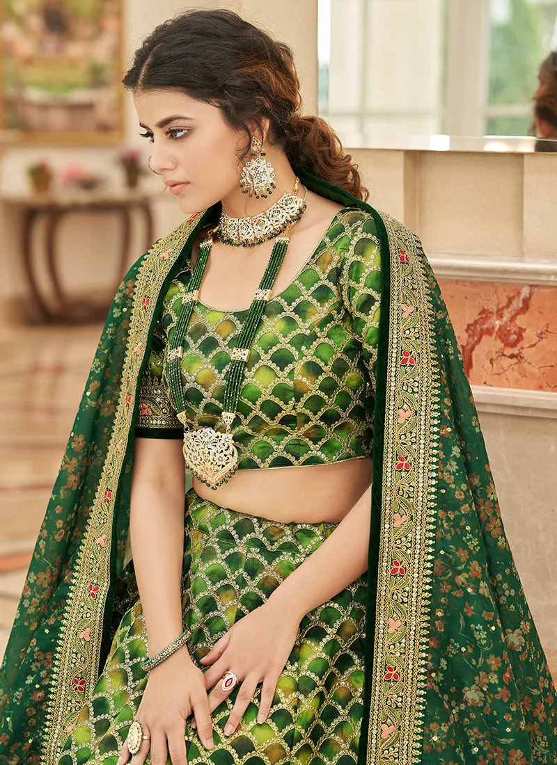 Green Embroidery Wedding Lehenga Choli