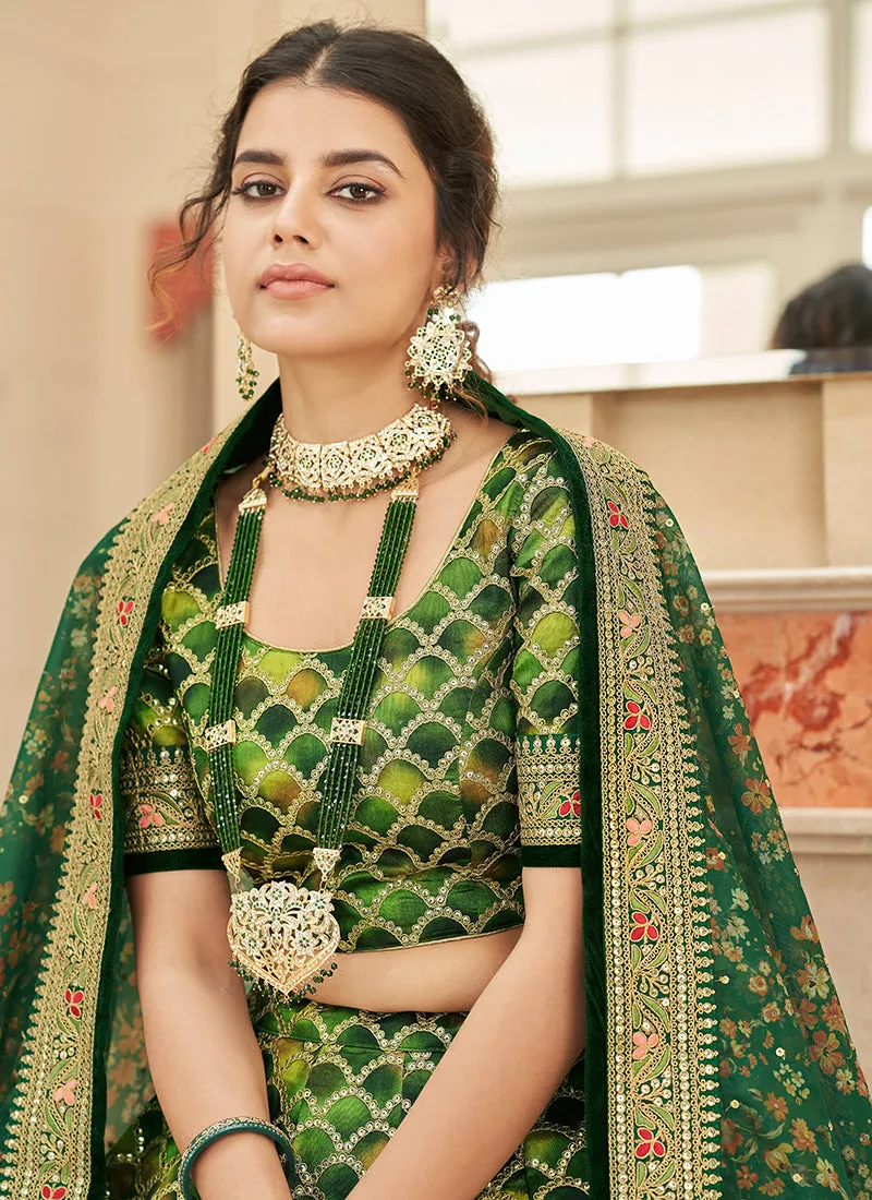 Green Embroidery Wedding Lehenga Choli