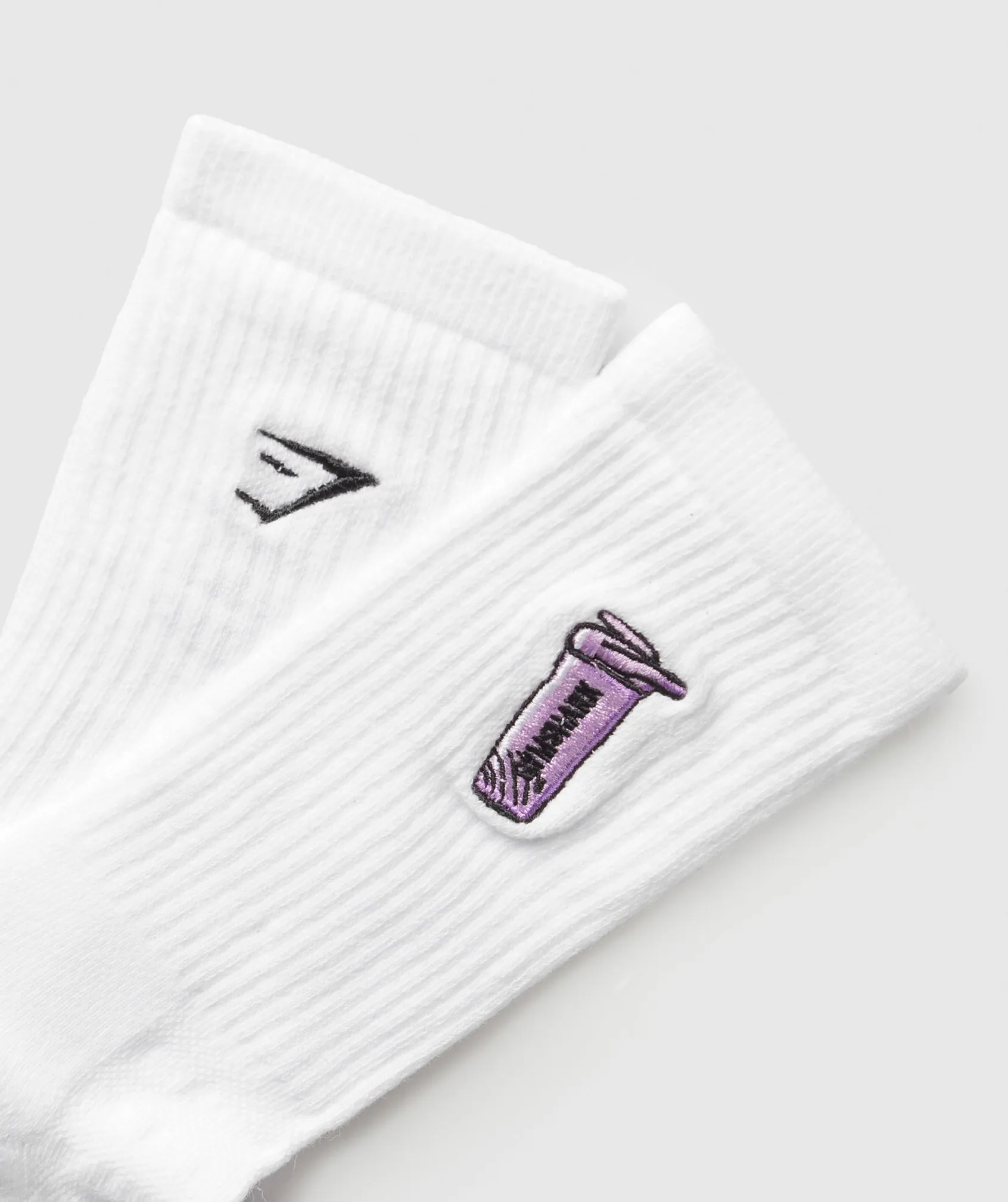 Gymshark Graphic Shaker Crew Sock Single - White