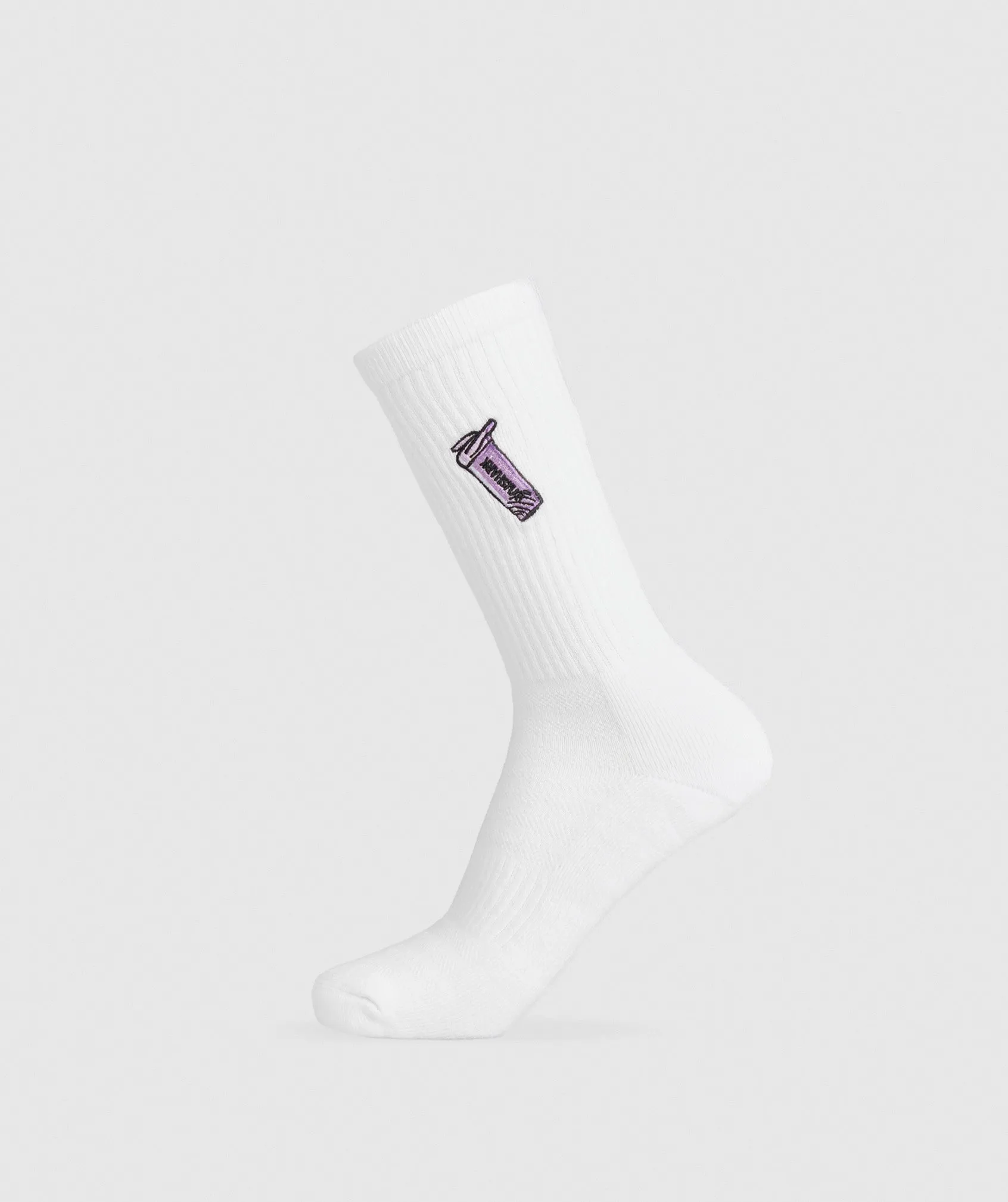 Gymshark Graphic Shaker Crew Sock Single - White