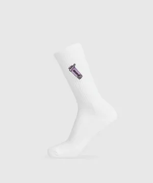 Gymshark Graphic Shaker Crew Sock Single - White