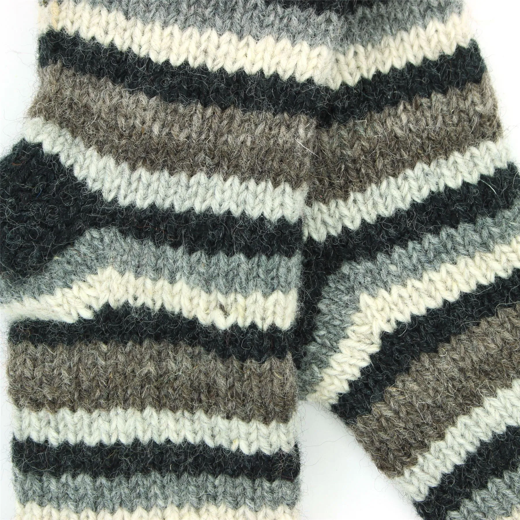 Hand Knitted Wool Ankle Socks - Stripe Natural