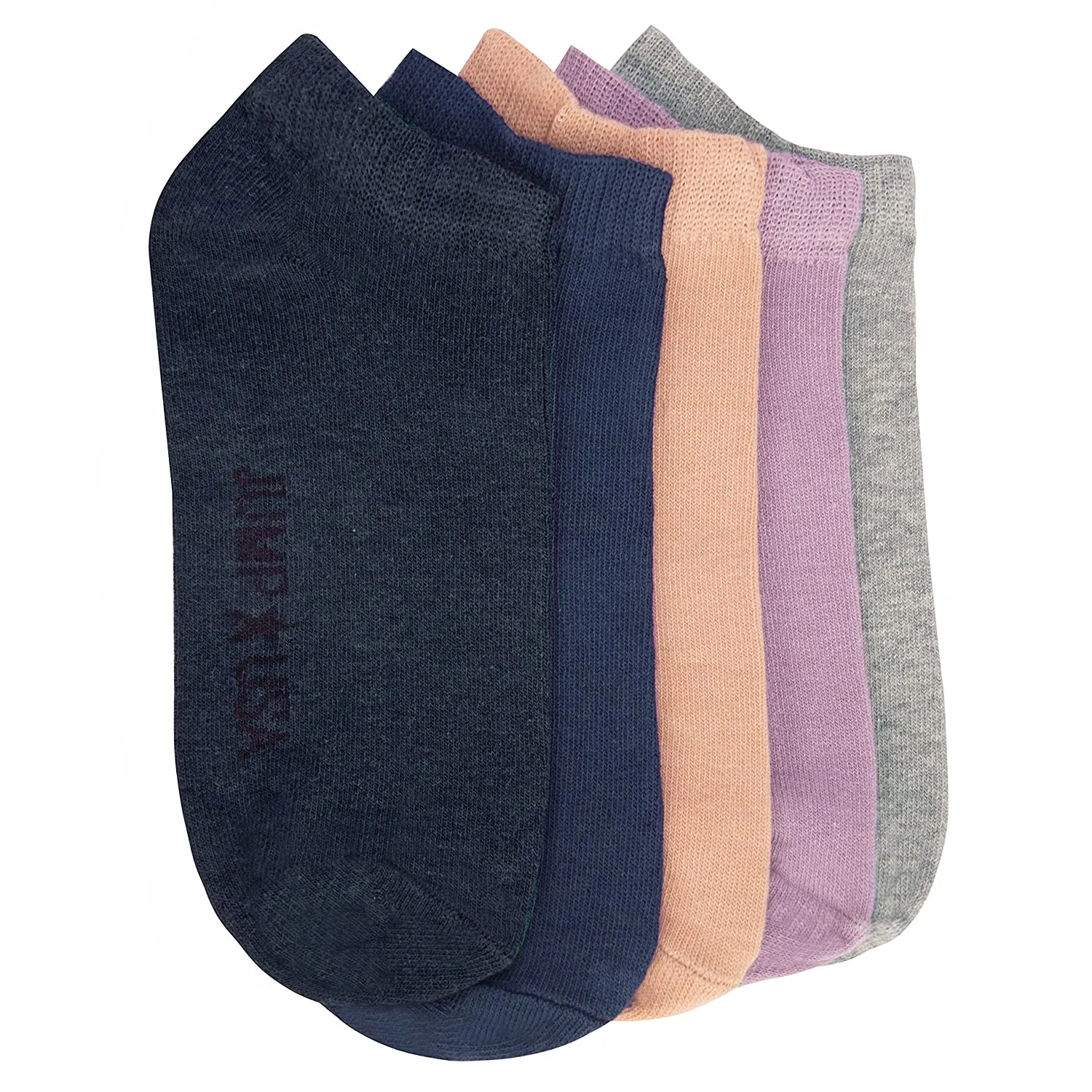 JUMP USA Men's Pack of 5 Ankle Length socks | Men's Casual Socks for Everyday Wear - Sweat Proof, Quick Dry, Padded for Extra Comfort | Navy Blue/Blue/Purple/Grey/Peach