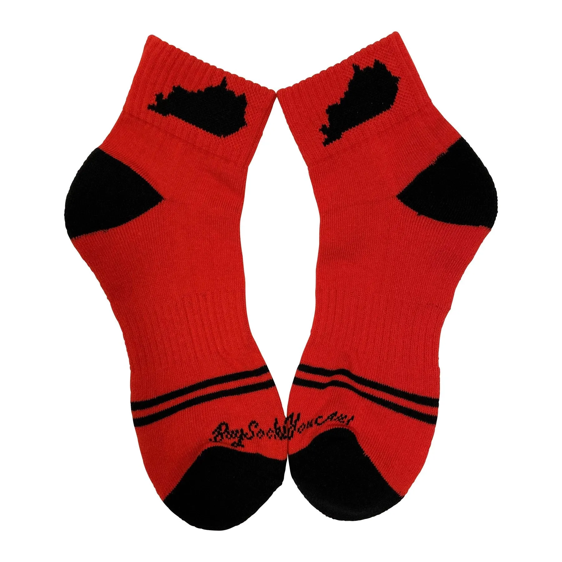 Kentucky Shape Ankle Sock Red and Black