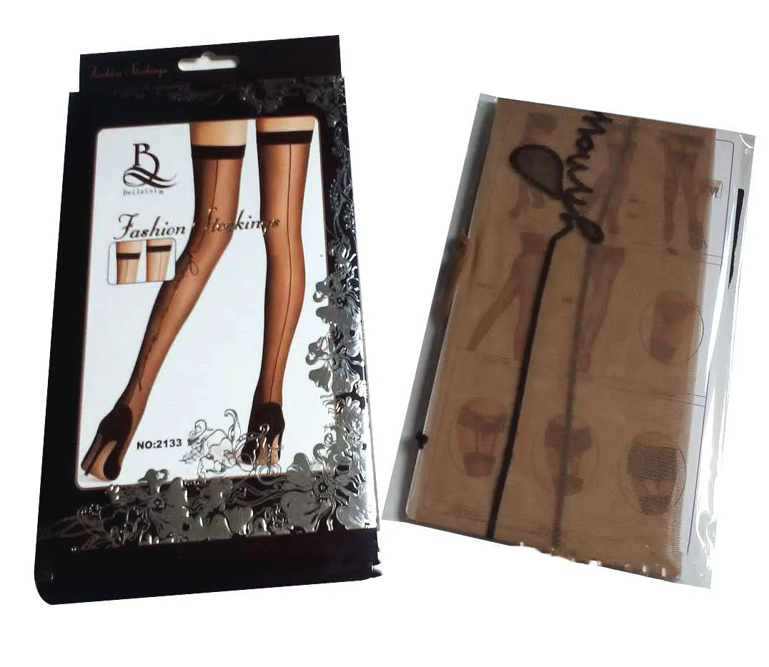 Knee High Socks New Jacquard Letter Back Vertical Line Stockings