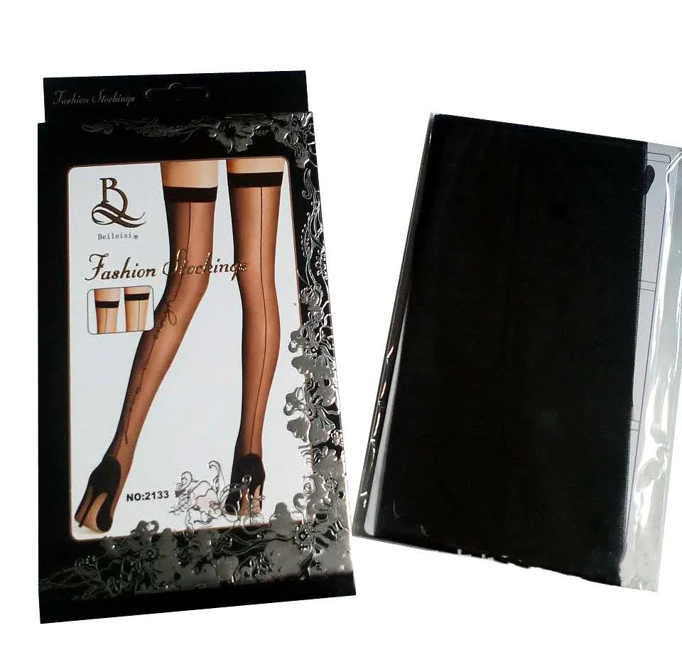 Knee High Socks New Jacquard Letter Back Vertical Line Stockings