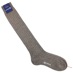 Knee Socks - Ribbed - Light Brown - Cashmere