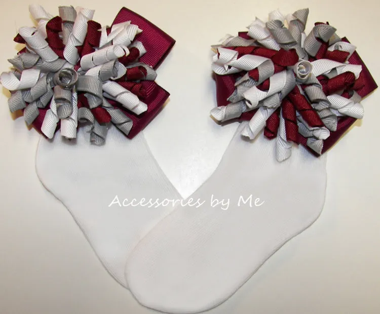 Korkers Maroon White Gray Cheer Socks