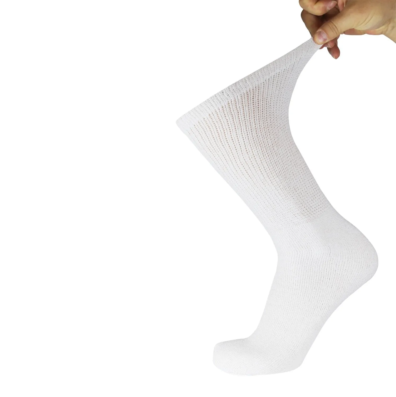 Ladies Diabetic Neuropathy Extra Stretchy Cotton Crew Socks, Women's Shoe Size 6-11