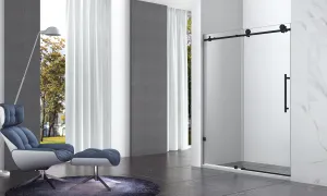 Legion 60 x 75 in. Frameless Sliding Shower Door with Black Hardware