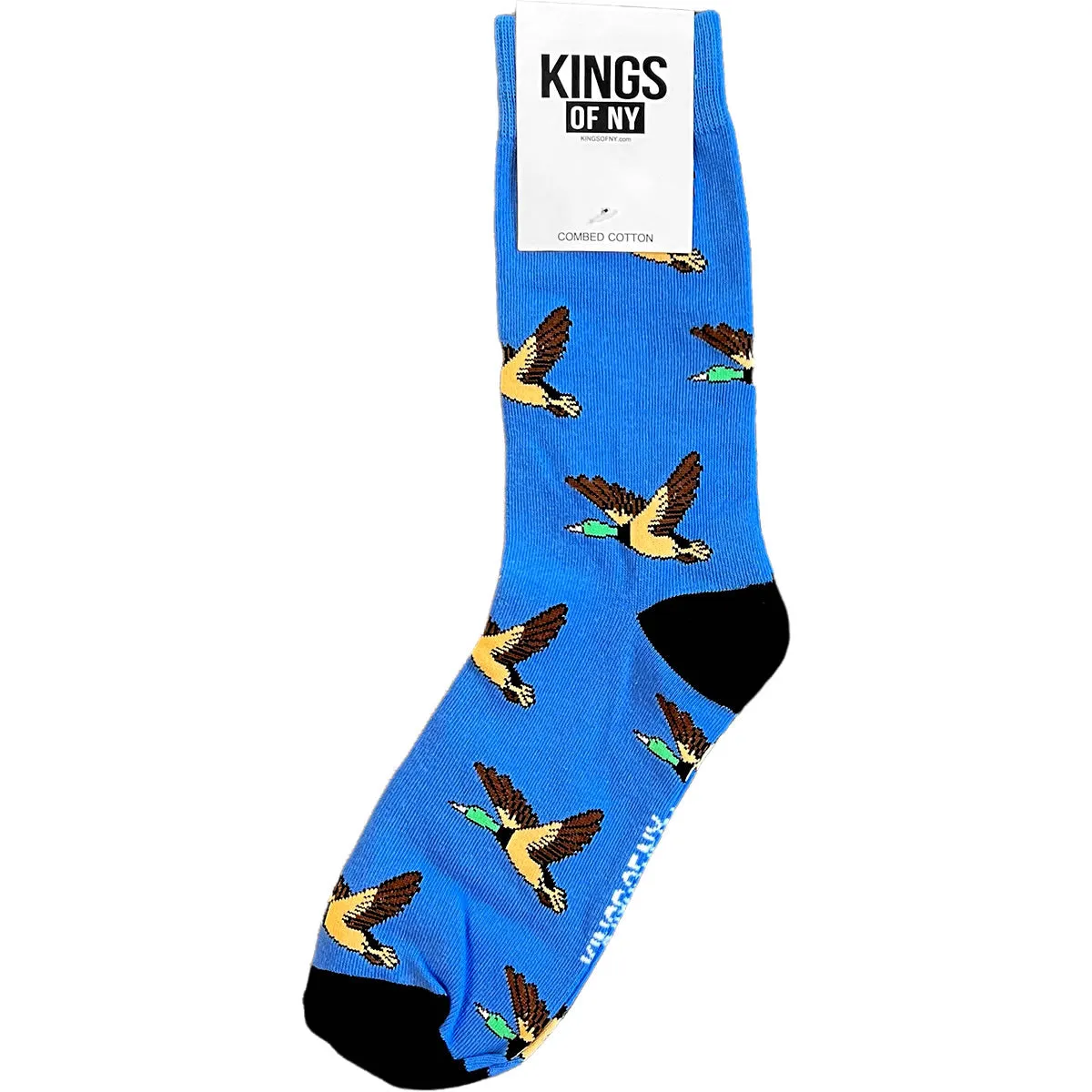 Light Blue Mallard Duck Pattern Mens Crew Socks