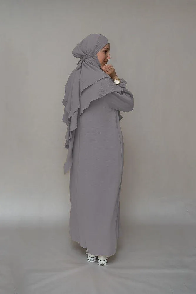 Light Gray Two layer khimar niqab feature