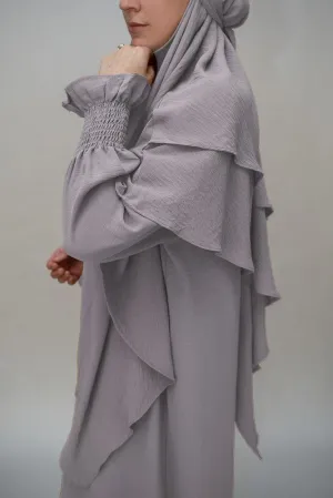 Light Gray Two layer khimar niqab feature