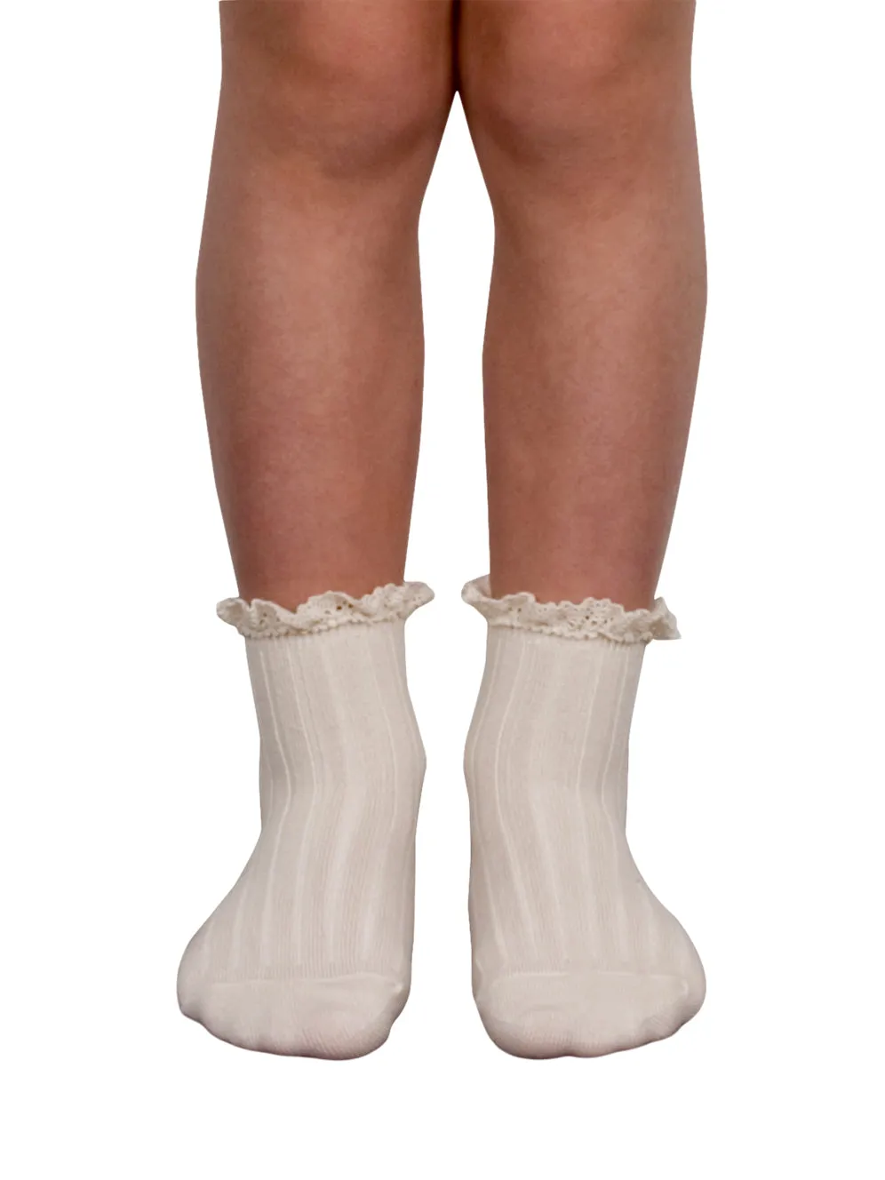 Lili Lace Trim Ribbed Ankle Socks